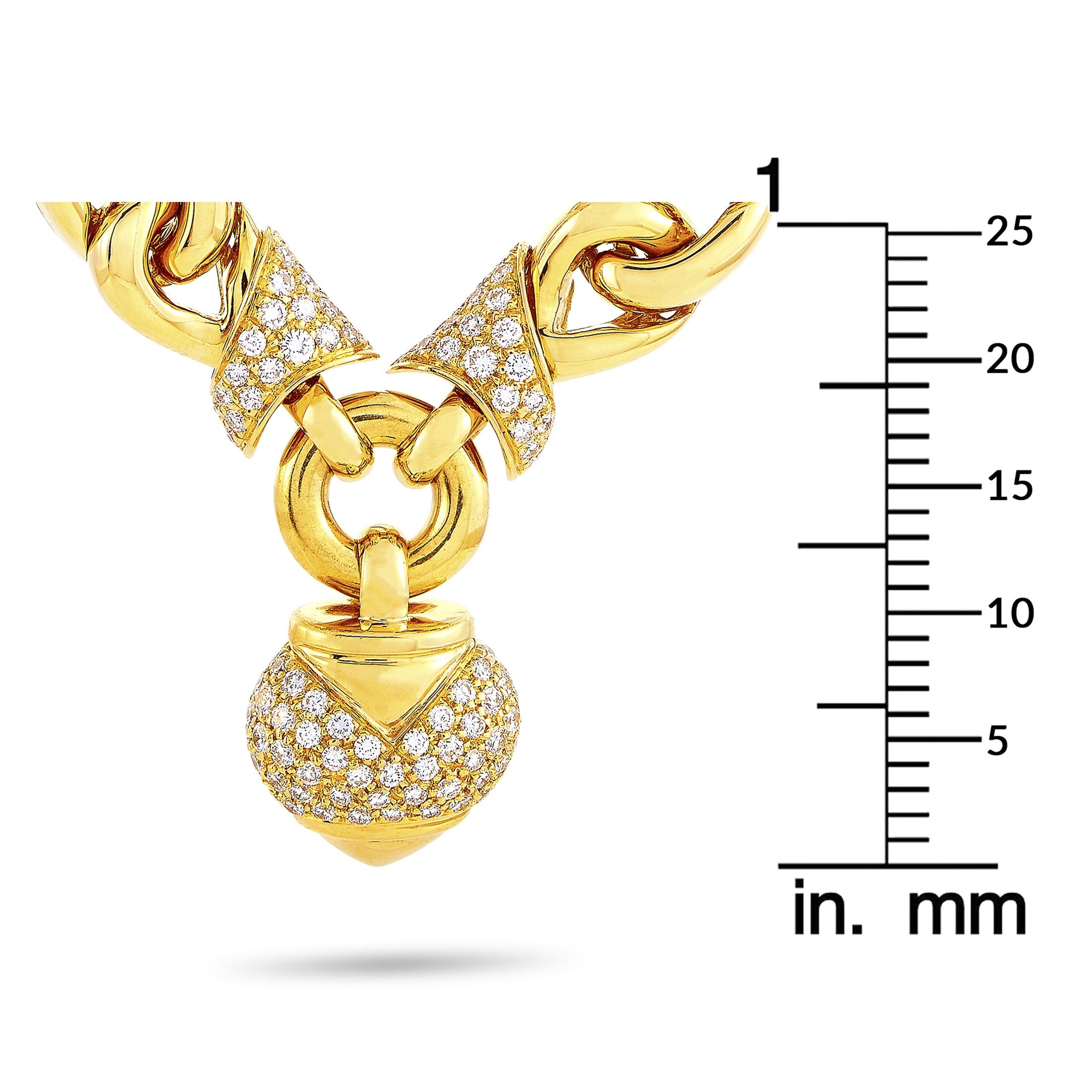 Bvlgari 18 Karat Yellow Gold 1.50 Carat Diamond Heart Pendant Necklace 2