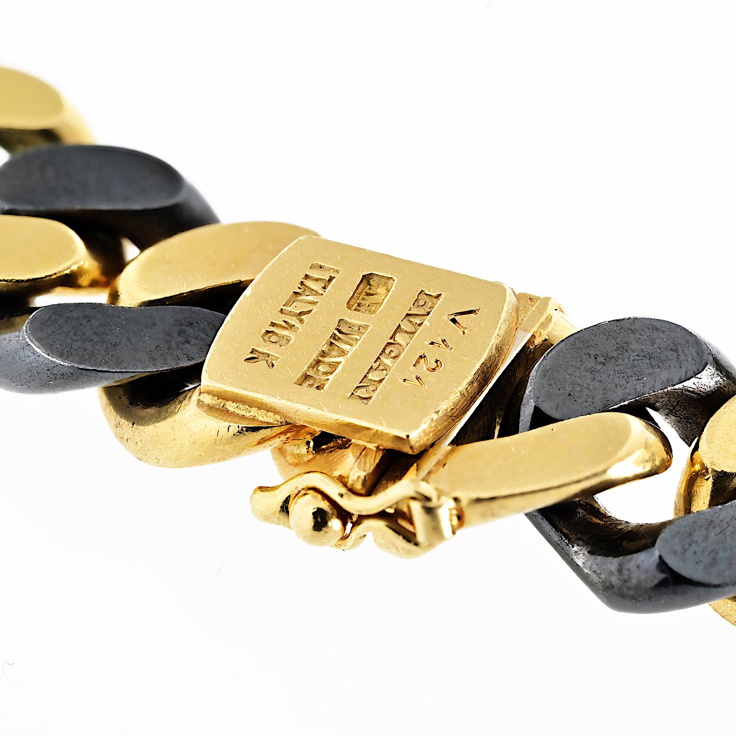 Bvlgari, collier long à maillons incurvés en or jaune 18 carats de 34 pouces en vente 1