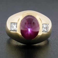 Bvlgari 18k Yellow Gold 4.89ctw Gubelin Burma No Heat Star Ruby & Diamond Ring
