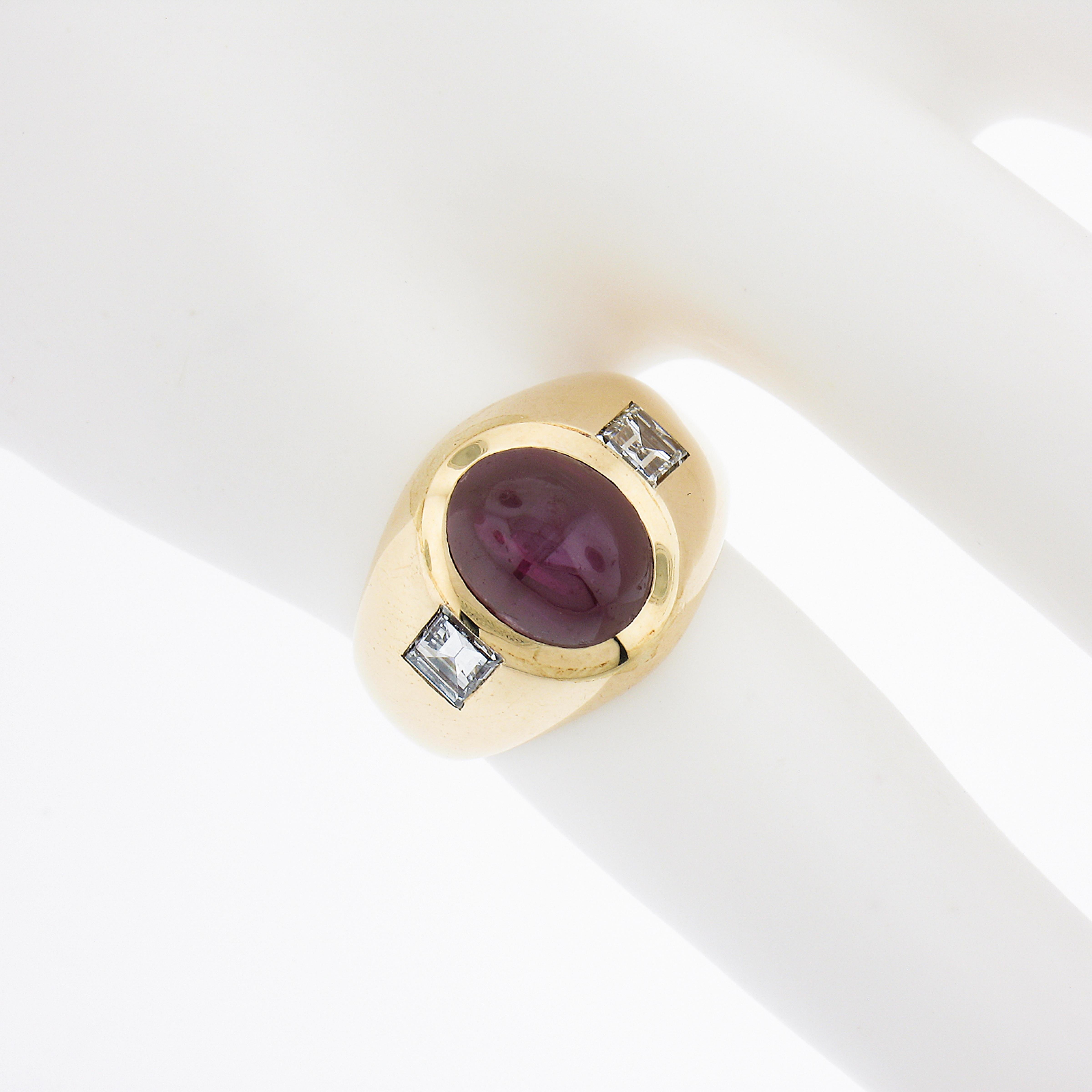 Oval Cut Bvlgari 18k Yellow Gold 4.89ctw Gubelin Burma No Heat Star Ruby & Diamond Ring