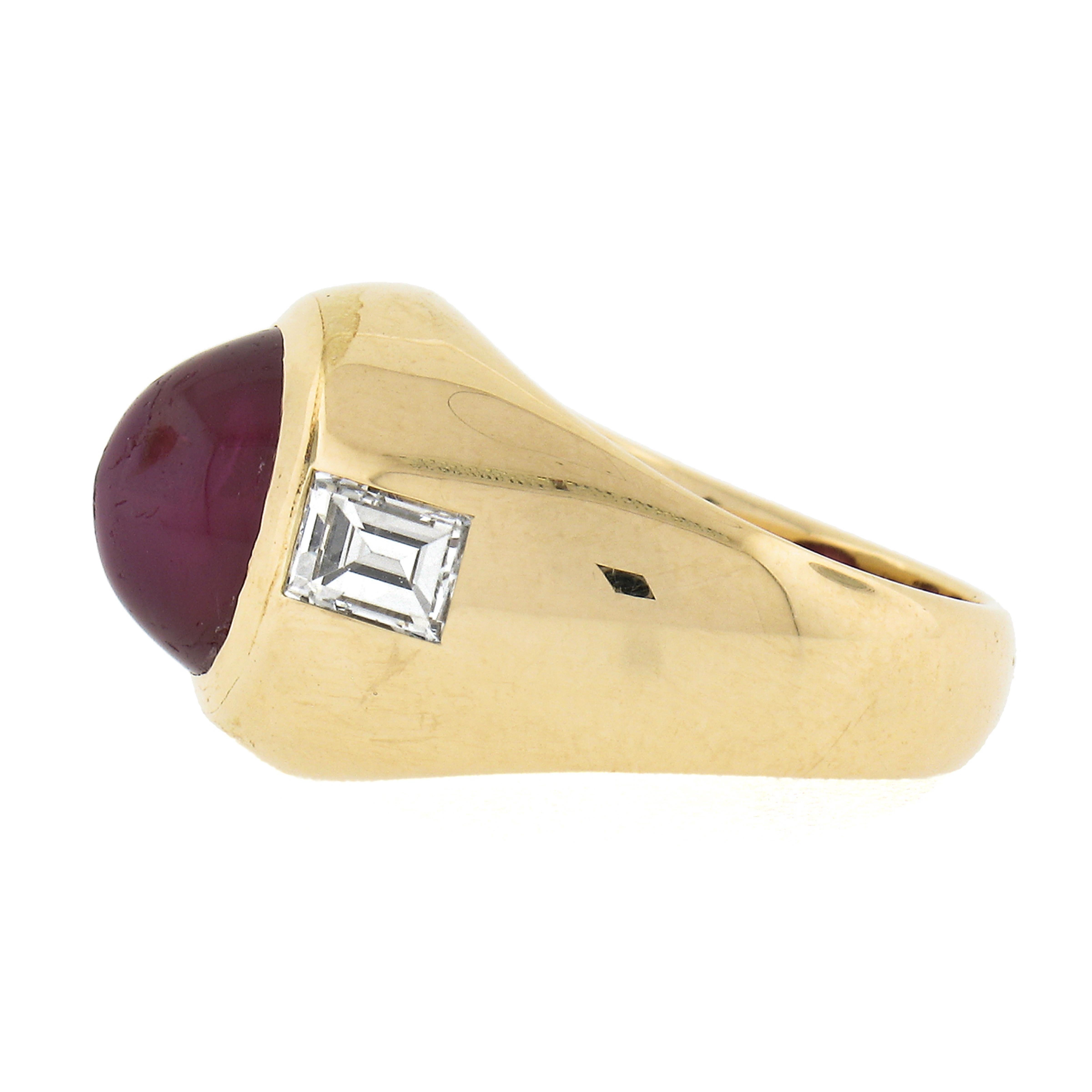 Bvlgari 18k Yellow Gold 4.89ctw Gubelin Burma No Heat Star Ruby & Diamond Ring In Excellent Condition In Montclair, NJ