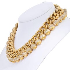 Bvlgari 18K Yellow Gold 50 Carat Diamond Chandra Curb Link Necklace