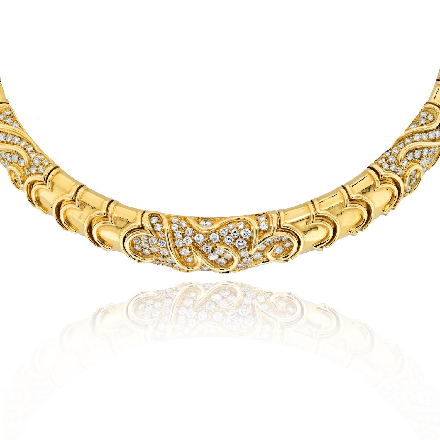 Round Cut Bvlgari 18k Yellow Gold 5.00 Cttw Diamond Choker Necklace