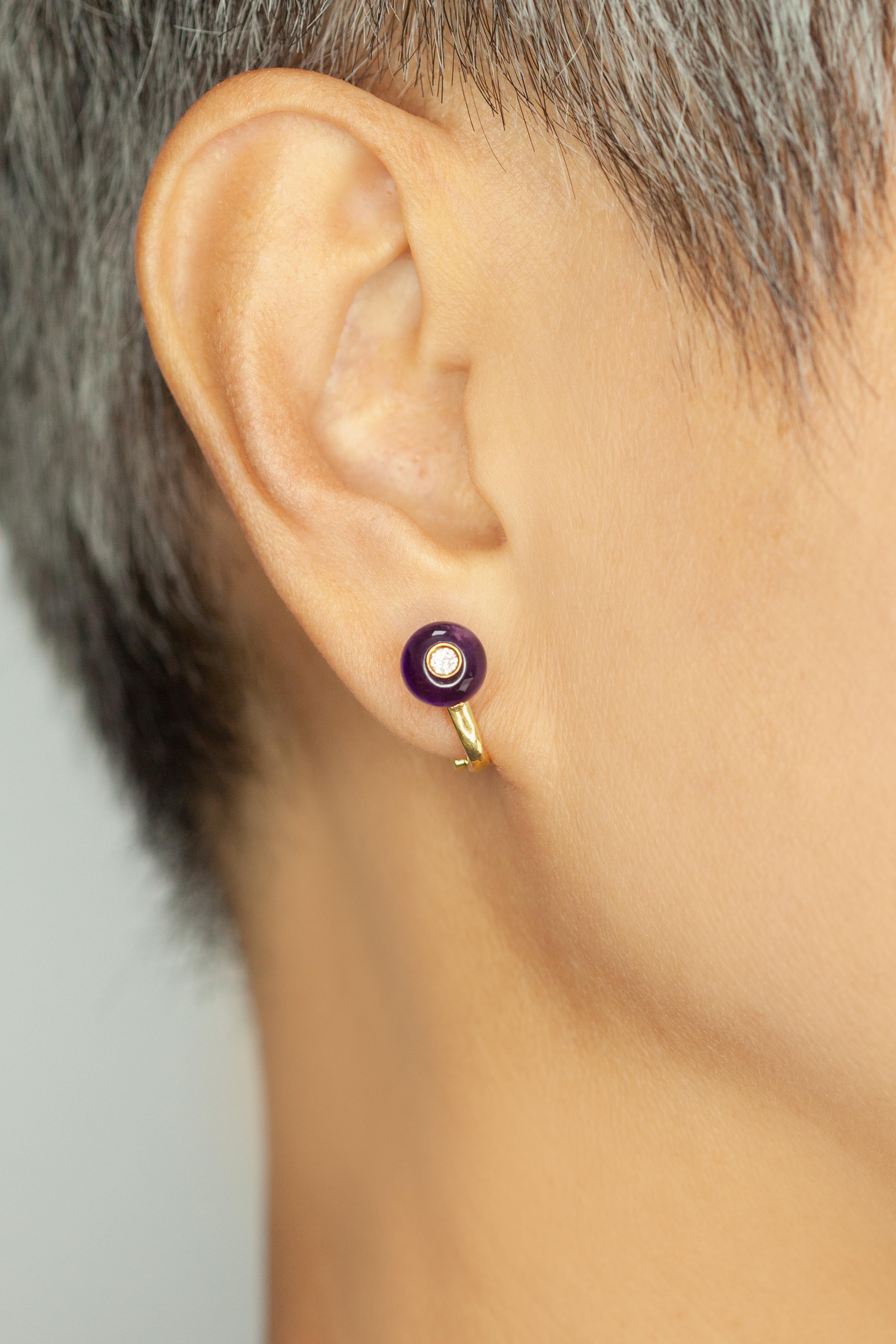 Bvlgari 18K Gelbgold Amethyst und Diamant Clip-On Ohrringe (Moderne) im Angebot