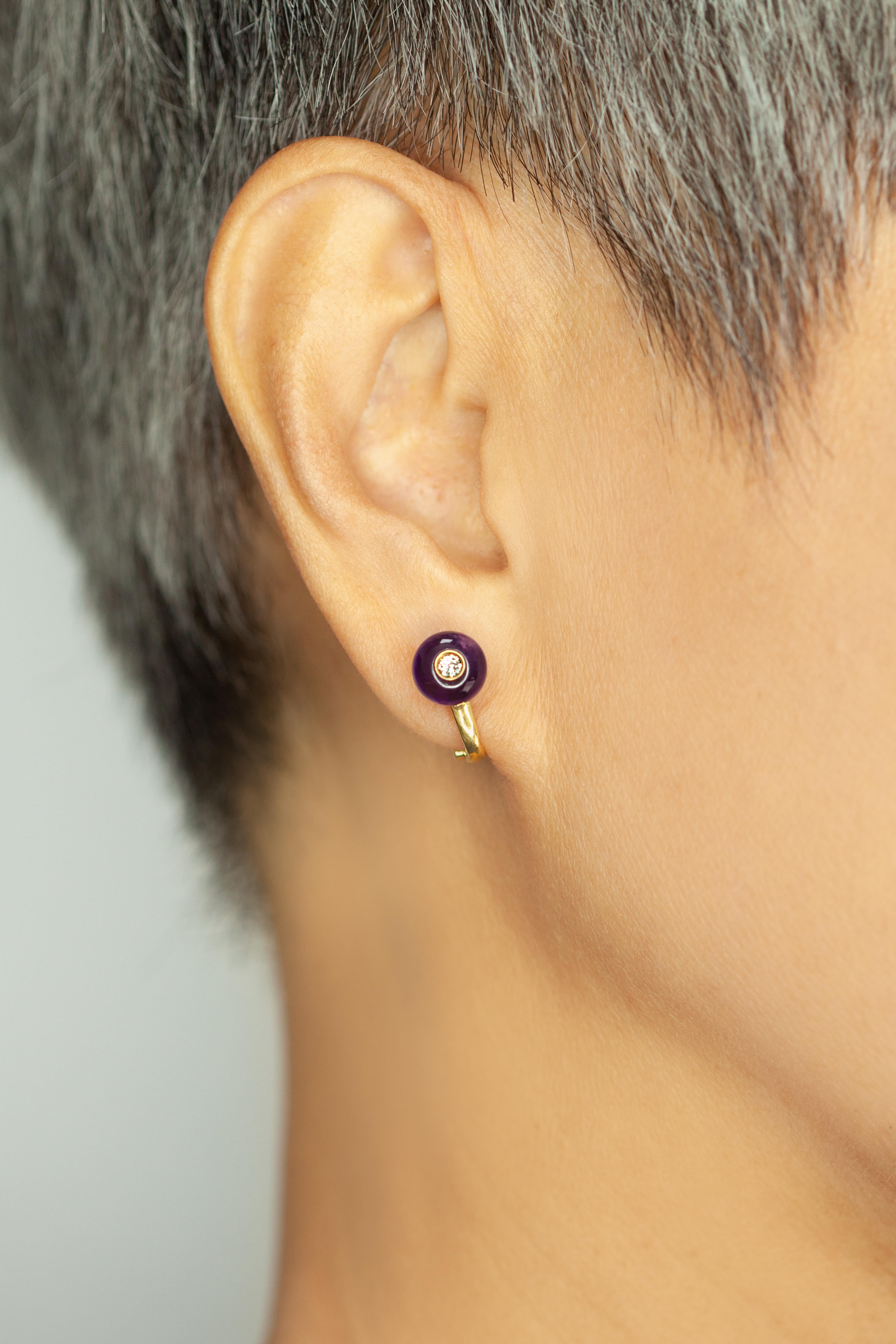 Bvlgari 18K Gelbgold Amethyst und Diamant Clip-On Ohrringe (Brillantschliff) im Angebot
