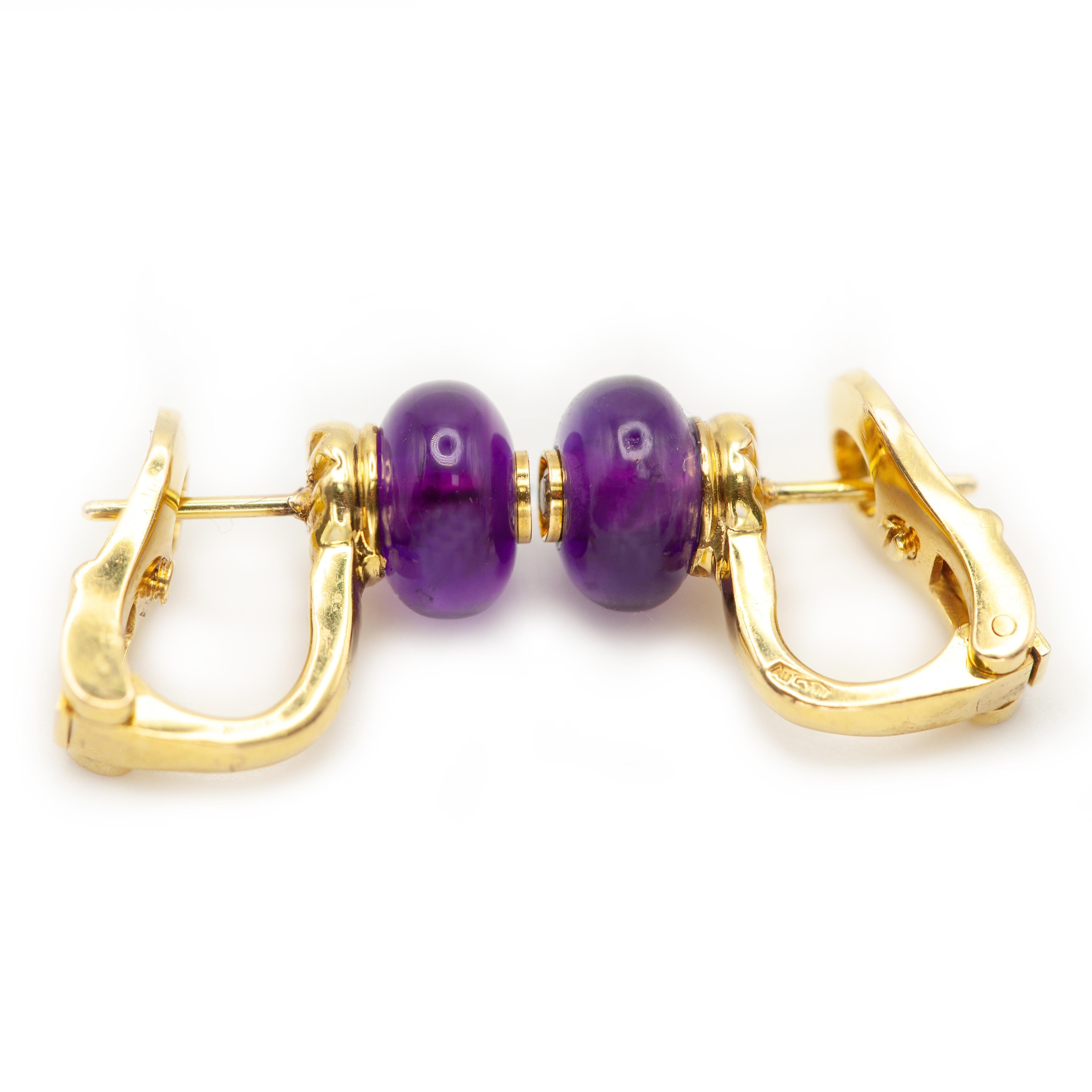 Bvlgari 18K Gelbgold Amethyst und Diamant Clip-On Ohrringe für Damen oder Herren im Angebot