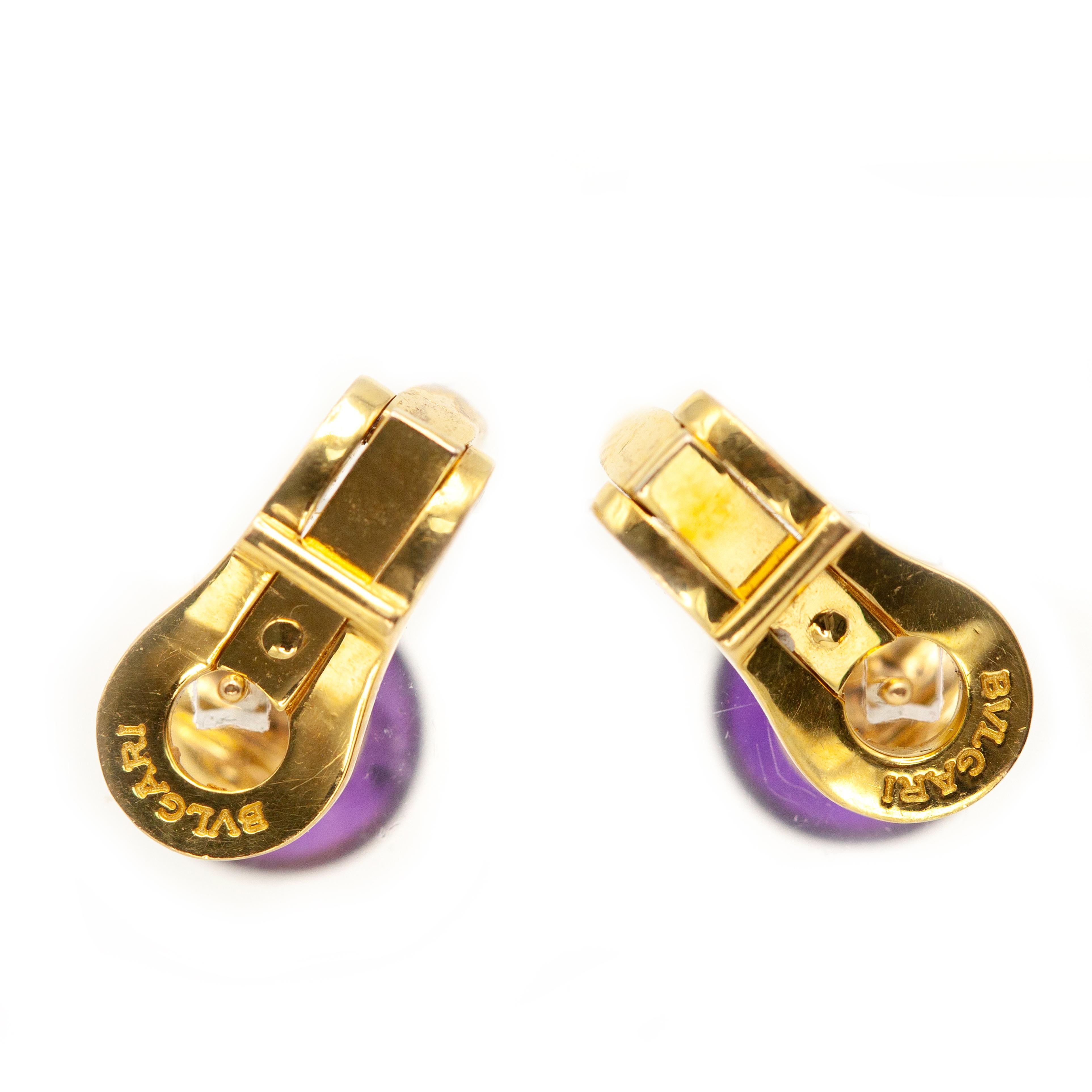 Bvlgari 18K Gelbgold Amethyst und Diamant Clip-On Ohrringe im Angebot 1