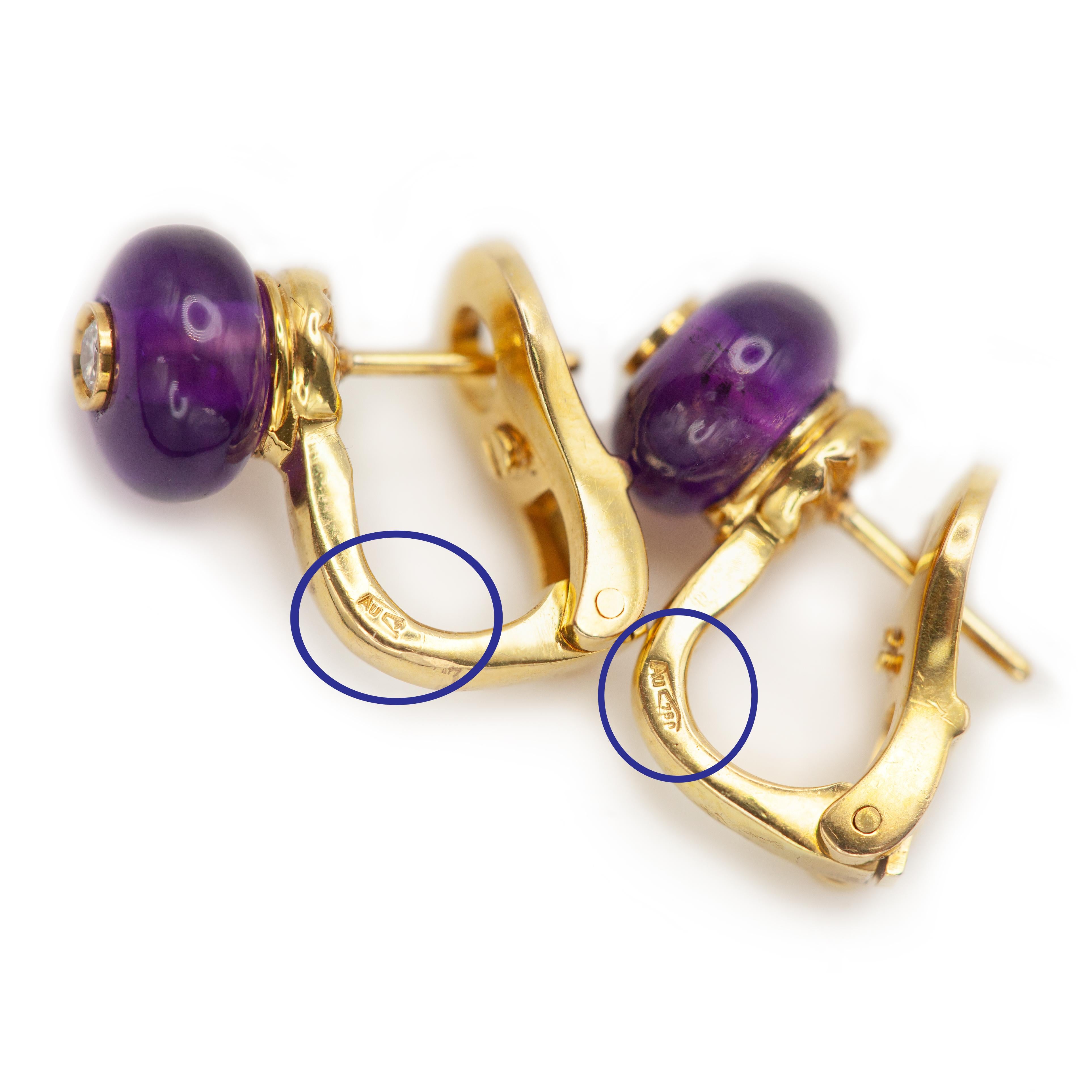 Bvlgari 18K Gelbgold Amethyst und Diamant Clip-On Ohrringe im Angebot 3