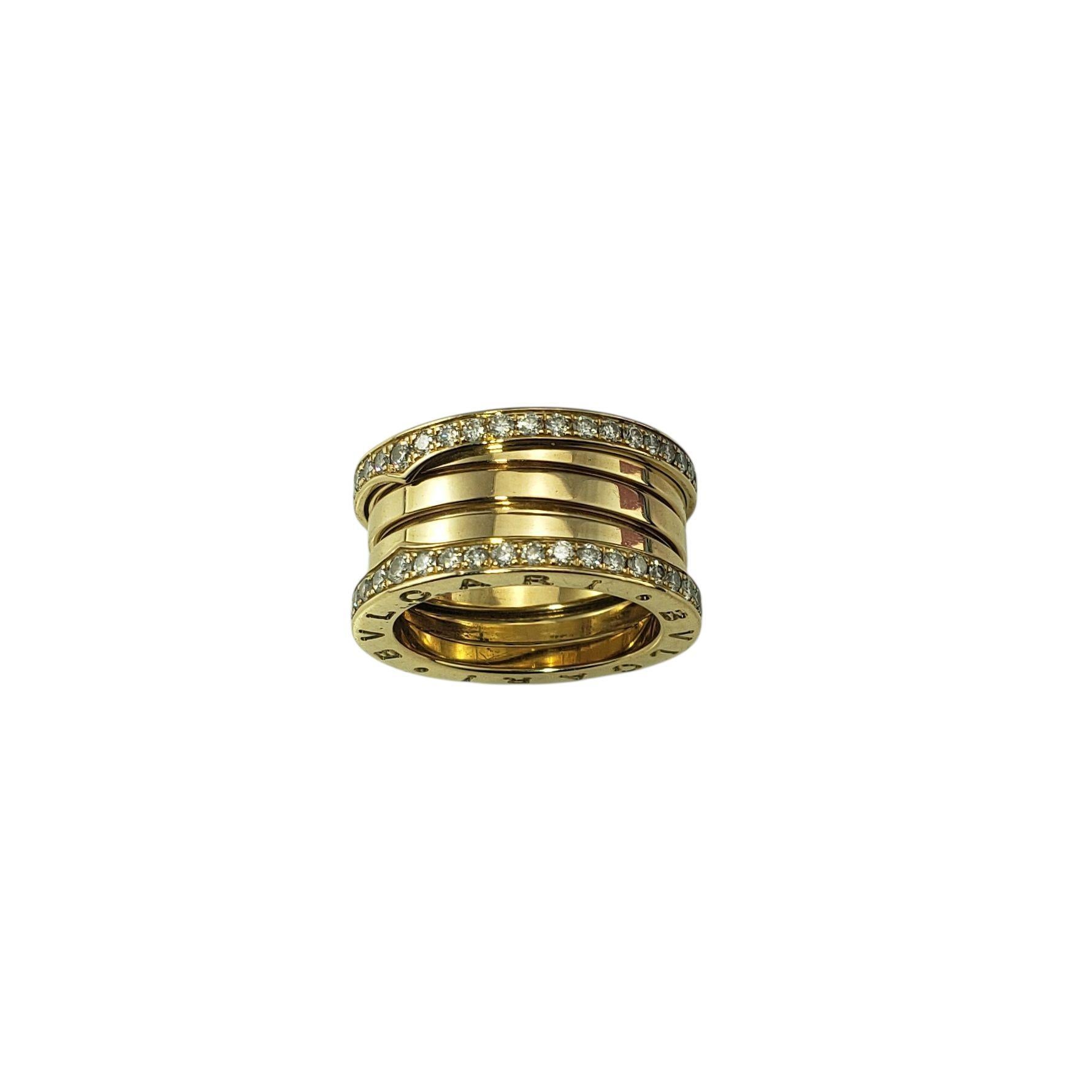 Bvlgari 18K Yellow Gold and Diamond B.Zero1 Ring Size 6.5/53

Bold and iconic, this authentic Bvlgari B.Zero1 ring is crafted in luxurious 18K yellow gold and adorned with 80 round brilliant cut diamonds. Featuring the signature spiral design