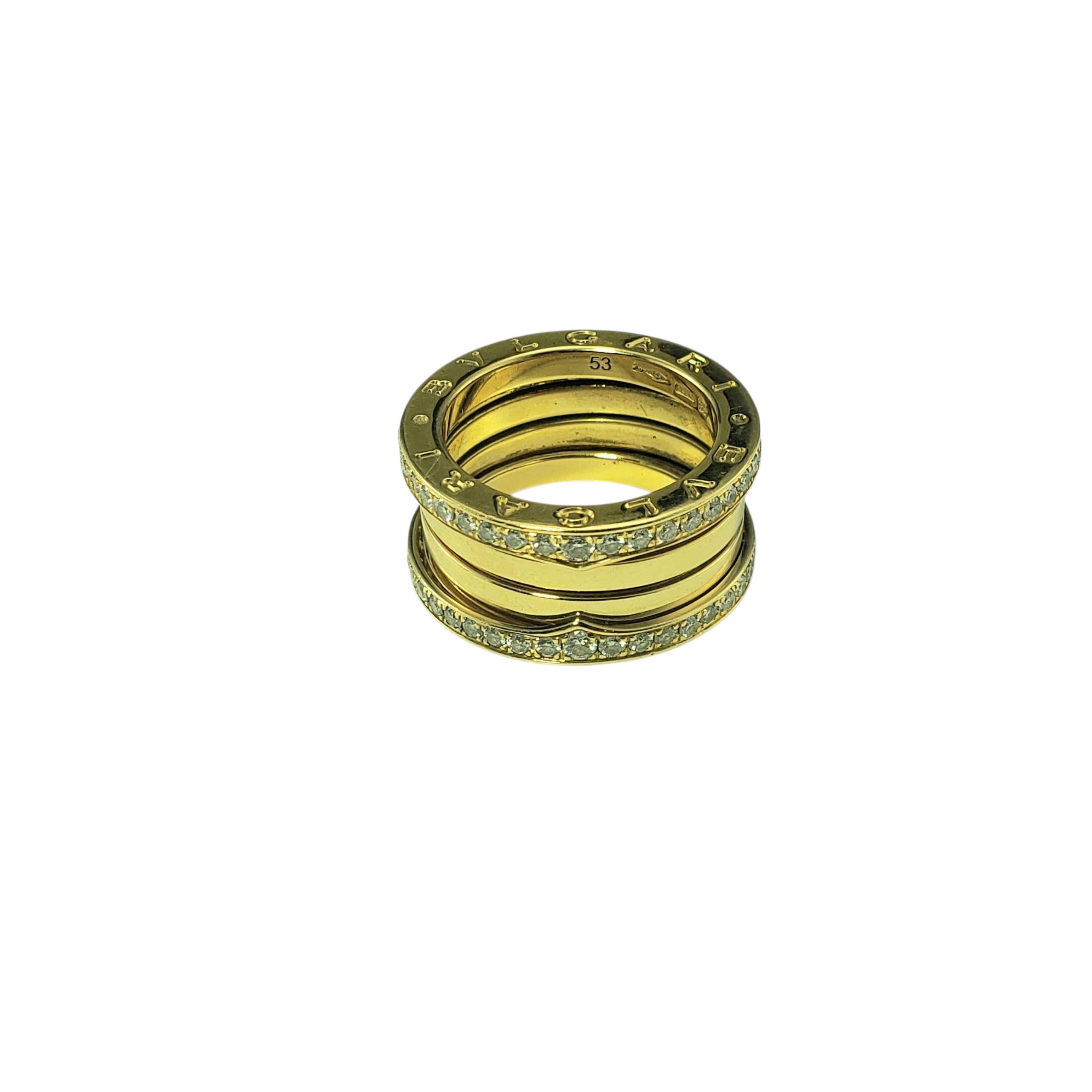 Contemporary Bvlgari 18K Yellow Gold and Diamond B.Zero1 Ring Size 6.5/53 #22279 For Sale