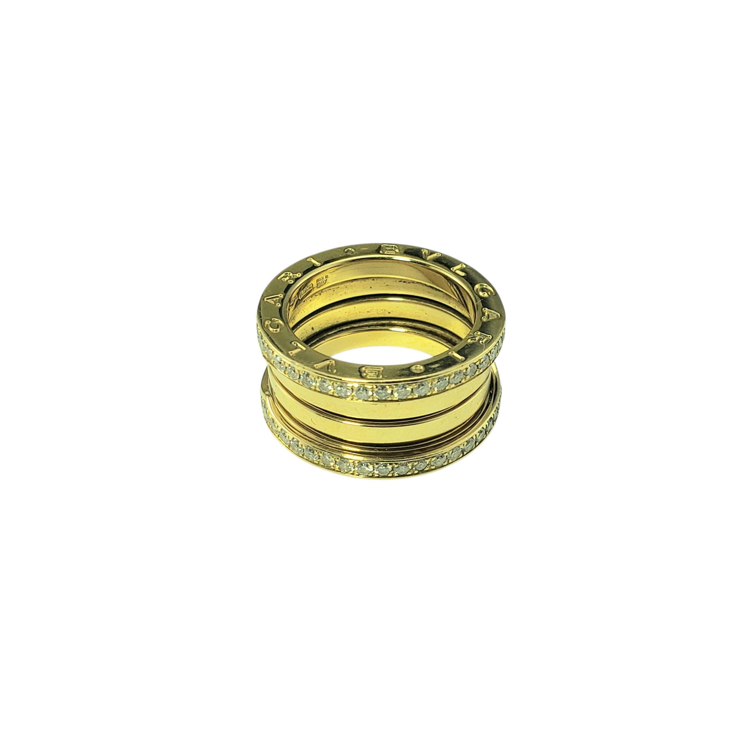 Brilliant Cut Bvlgari 18K Yellow Gold and Diamond B.Zero1 Ring Size 6.5/53 #22279 For Sale