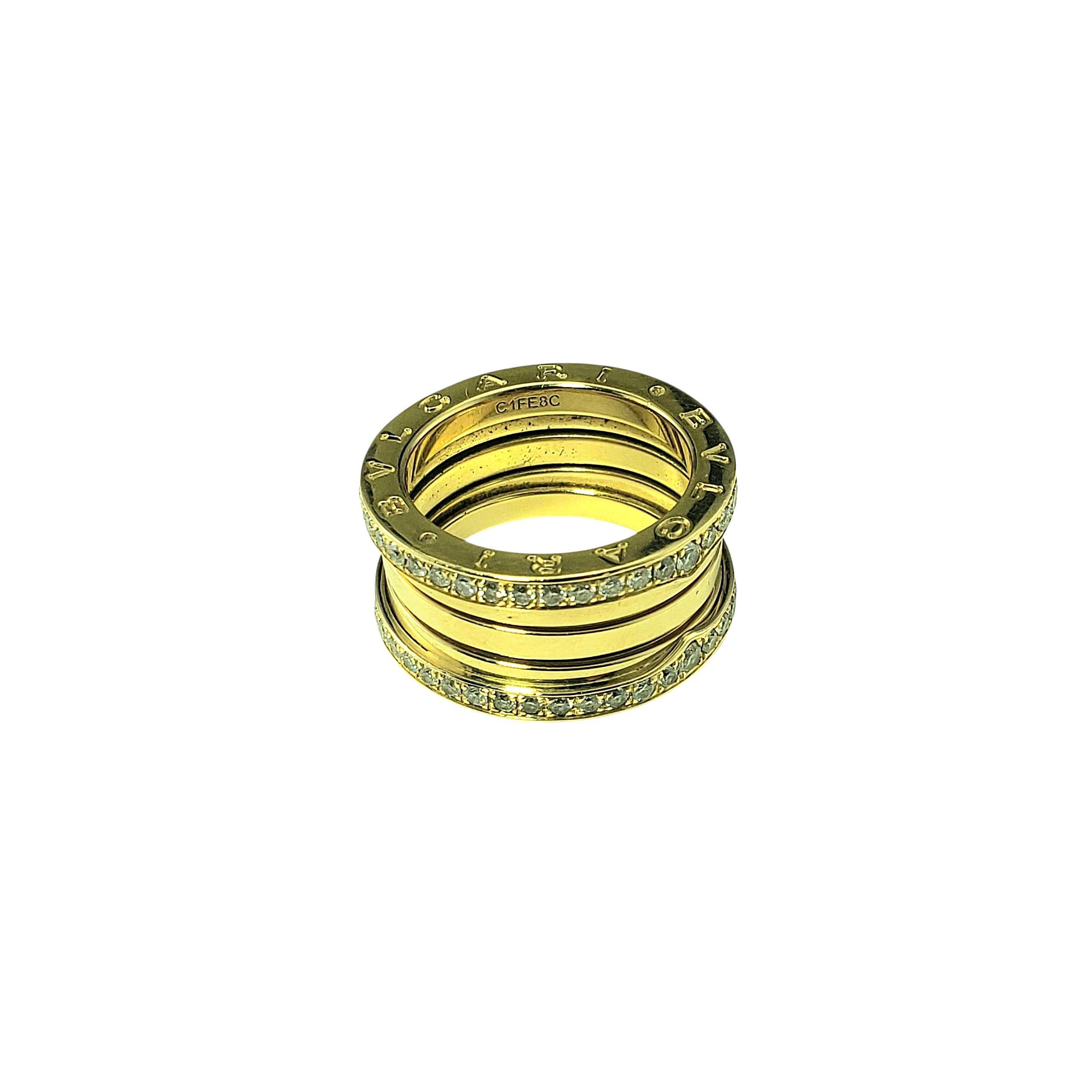 Bvlgari 18K Yellow Gold and Diamond B.Zero1 Ring Size 6.5/53 #22279 In Good Condition For Sale In Washington Depot, CT