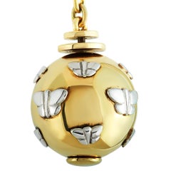 Bvlgari 18 Karat Yellow Gold and Stainless Steel Signature Keyring