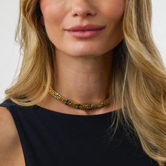 Bvlgari 18k yellow gold and steel Parentesi choker necklace
