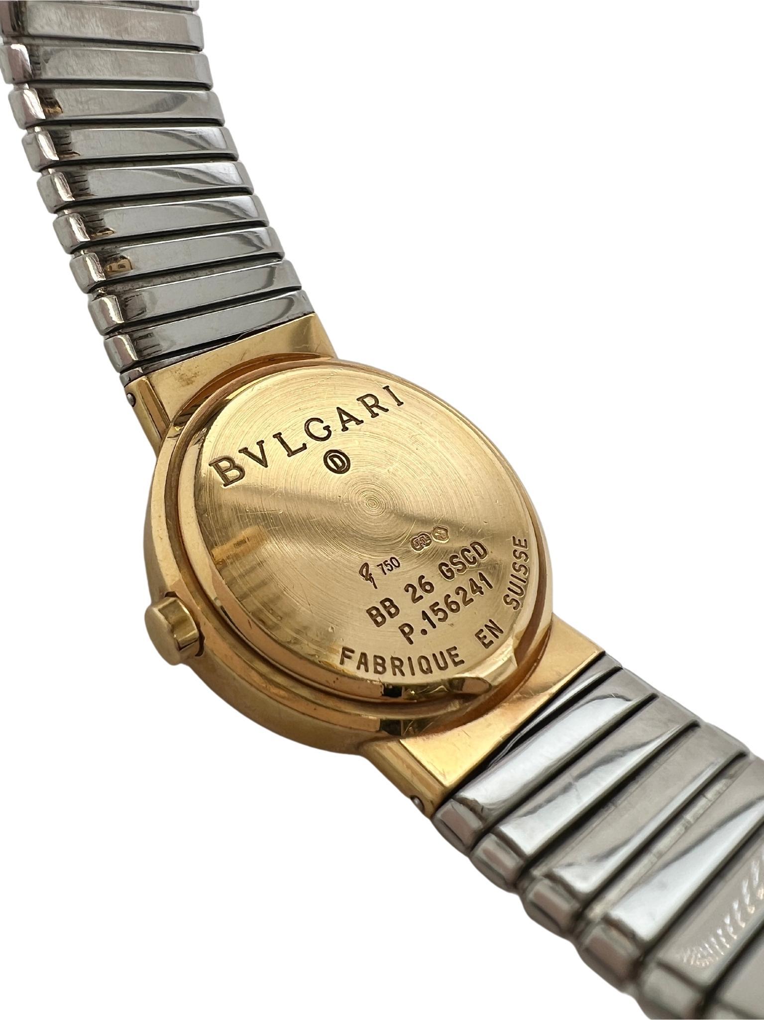 Women's Bvlgari 18k Yellow Gold and Steel Quartz Ladies Watch Bracelet For Sale