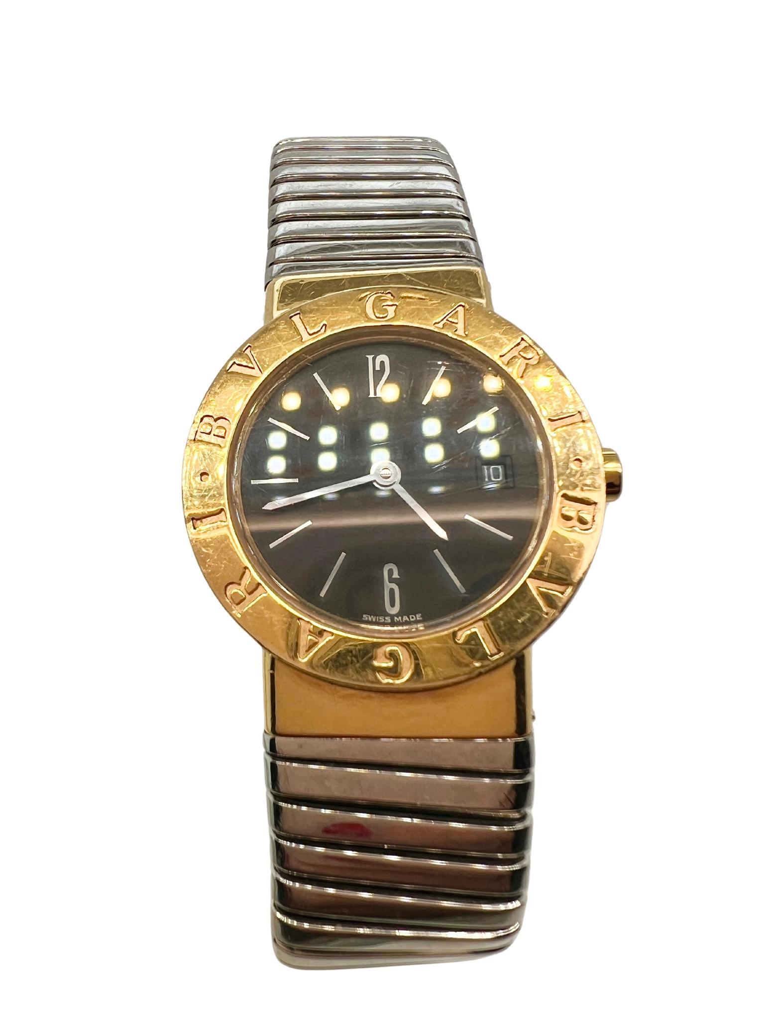 Bvlgari 18k Yellow Gold and Steel Quartz Ladies Watch Bracelet For Sale 1