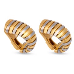 Bvlgari 18k Gelbgold und Stahl Tubogas Ohrringe