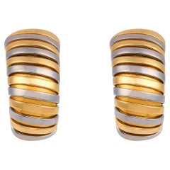Bvlgari 18k Gelbgold und Stahl Tubogas Ohrringe