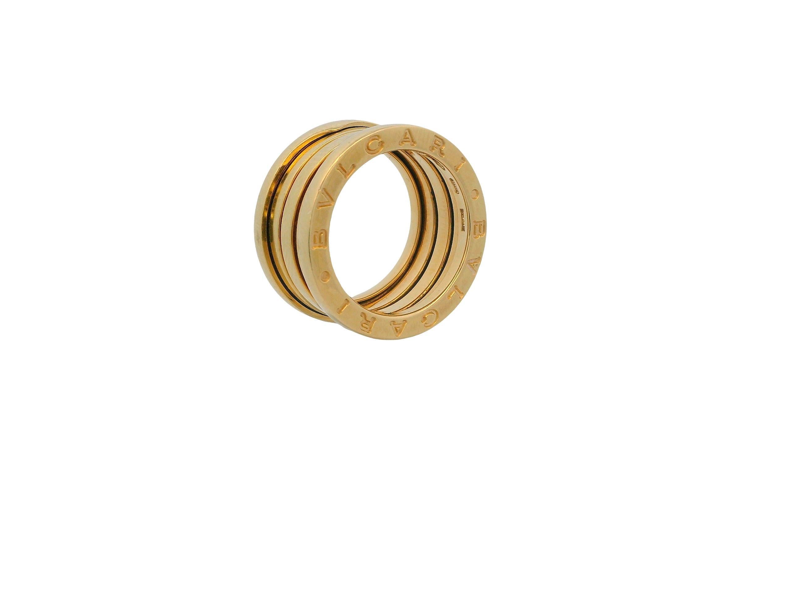 Contemporary Bvlgari 18k Yellow Gold B-Zero Size 5 Ring For Sale