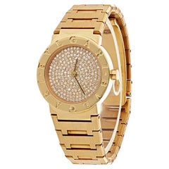 Vintage Bvlgari 18K Yellow Gold BB 26 DGG Diamond Dial Wrist Size 6 Watch