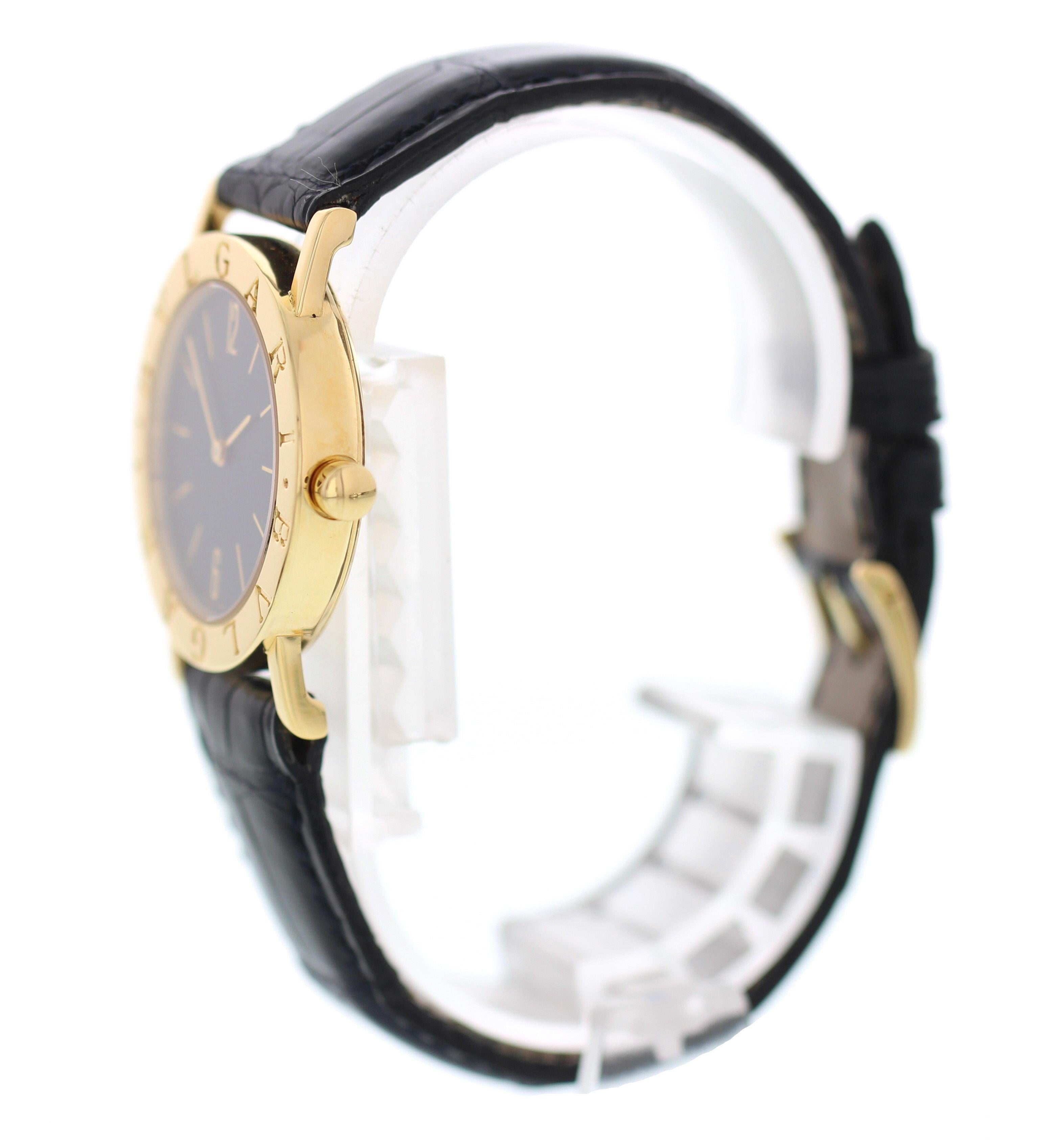 Bvlgari 18 Karat Yellow Gold BB 30 GL Ladies Watch In Excellent Condition For Sale In New York, NY