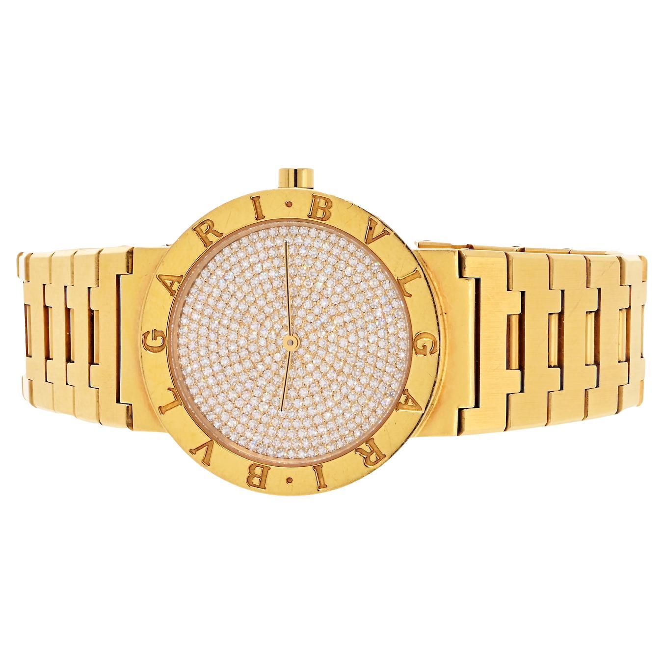 Bvlgari 18K Gelbgold BB 33 DGG 33mm Diamant-Zifferblattuhr mit Zifferblatt