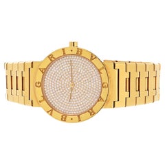 Bvlgari 18K Yellow Gold BB 33 DGG 33mm Diamond Dial Watch