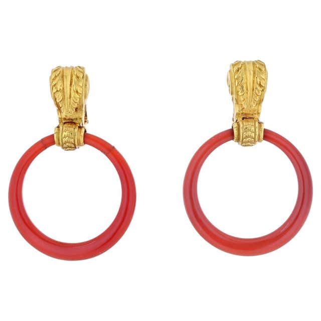 Bvlgari 18k Yellow Gold and Steel Parentesi Hoop Earrings For Sale at ...