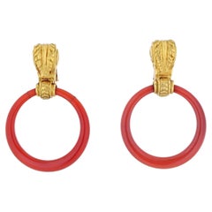 Orecchini Bvlgari in oro giallo 18 carati con corniola anni '70