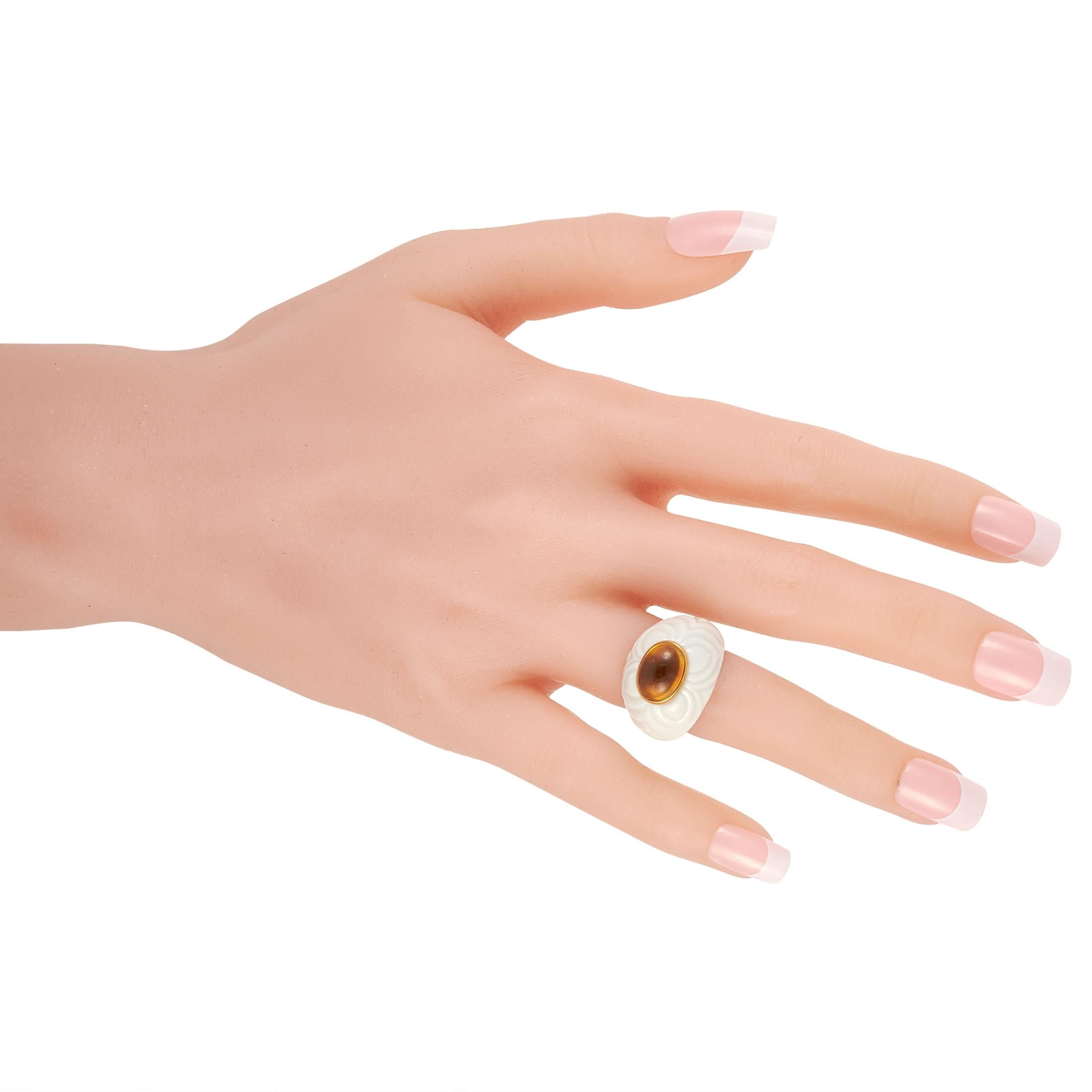 Mixed Cut Bvlgari 18k Yellow Gold Ceramic and Citrine Ring