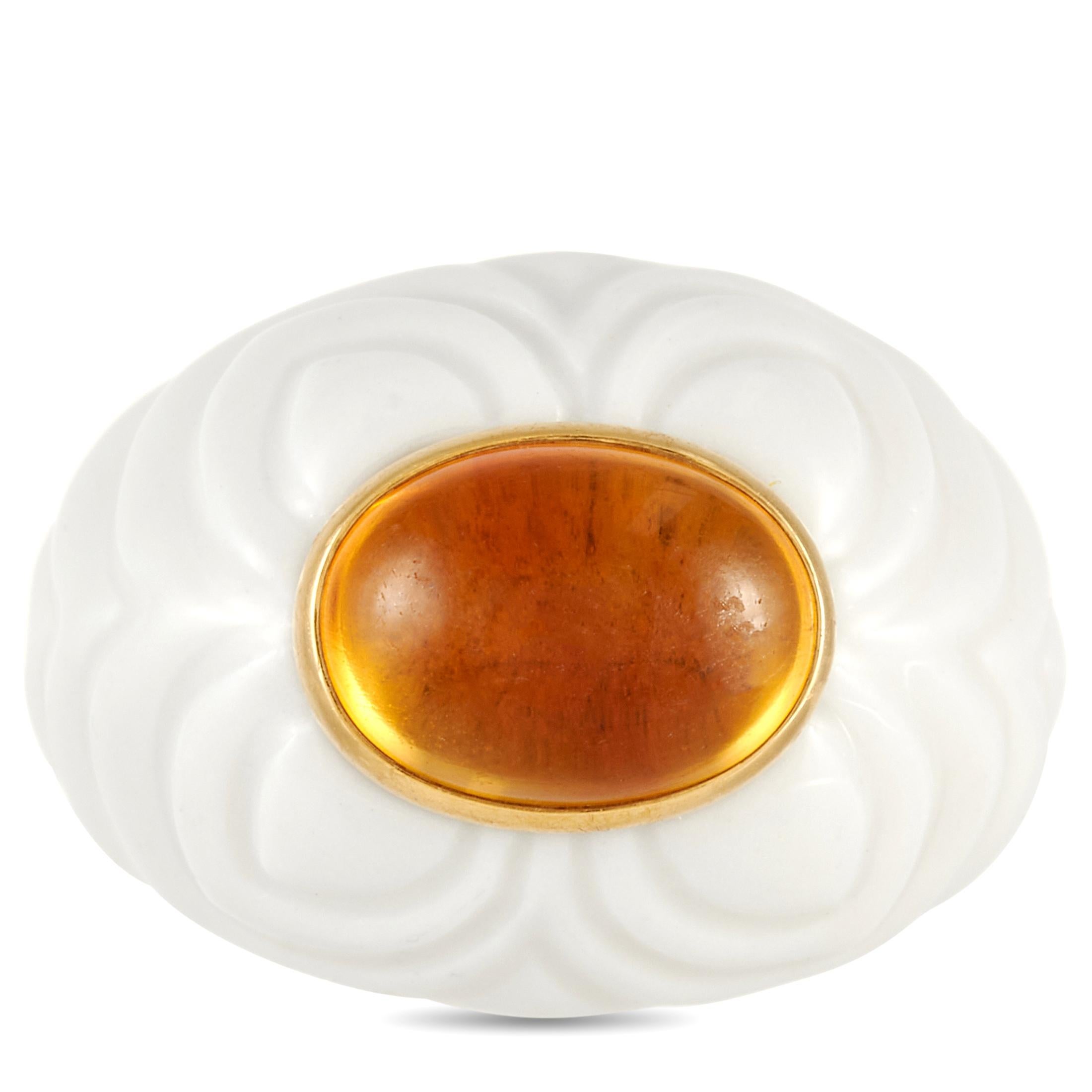 Bvlgari 18k Yellow Gold Ceramic and Citrine Ring In Excellent Condition In Southampton, PA