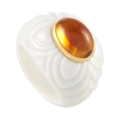 Bvlgari 18k Gelbgold Keramik und Citrin Ring