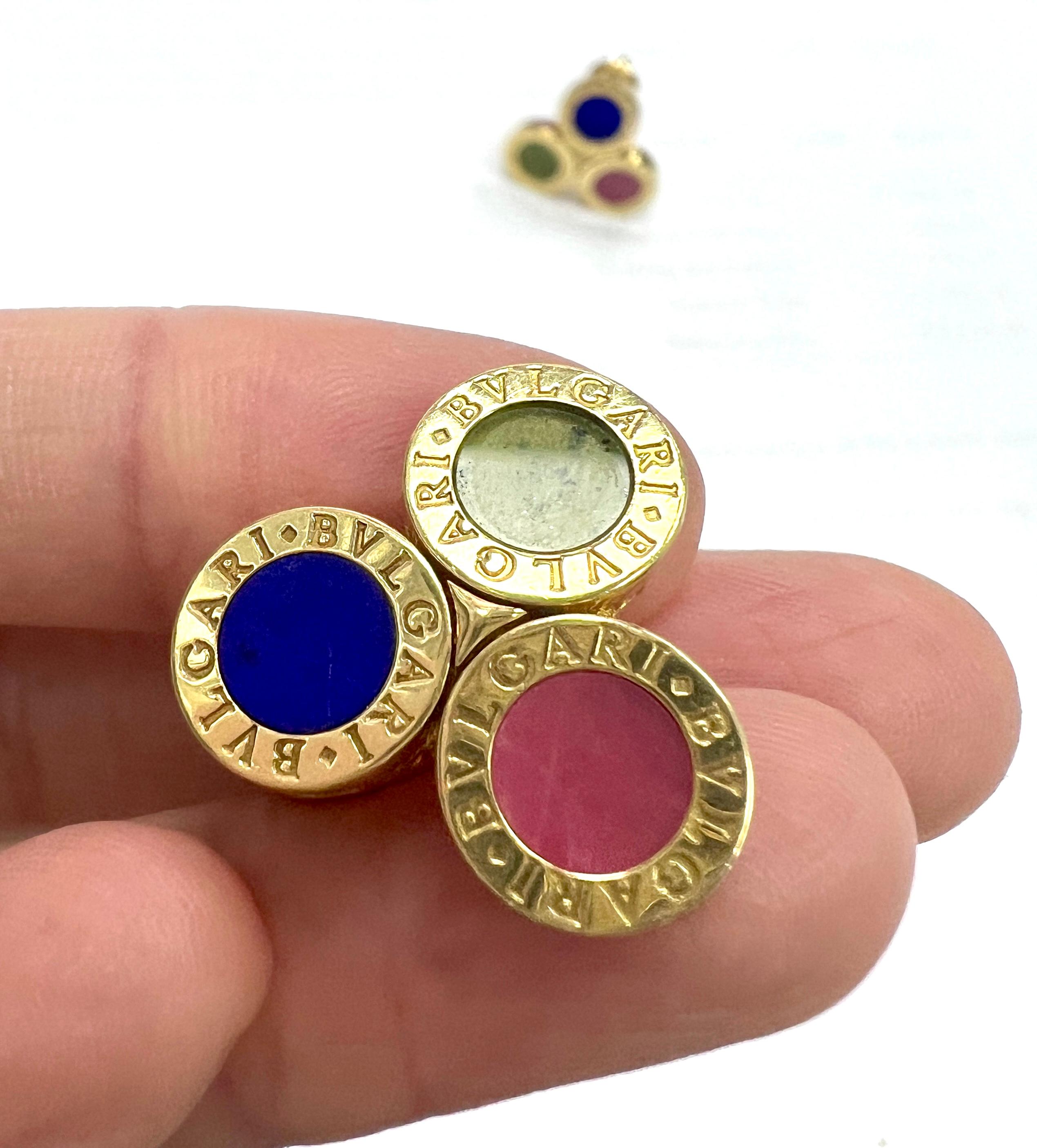 De las mujeres Pendientes Bvlgari Tri-Color Circulares de Oro Amarillo de 18 K en venta