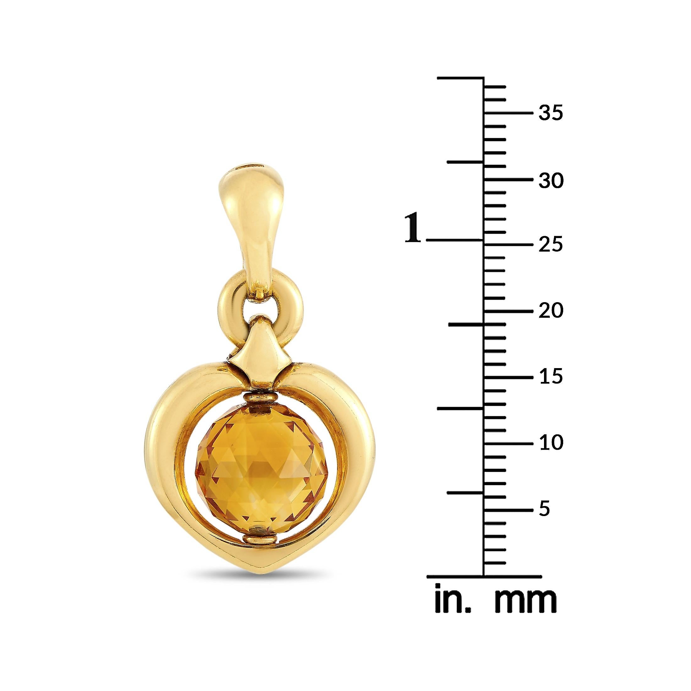 Bvlgari 18 Karat Yellow Gold Citrine Pendant In Excellent Condition In Southampton, PA