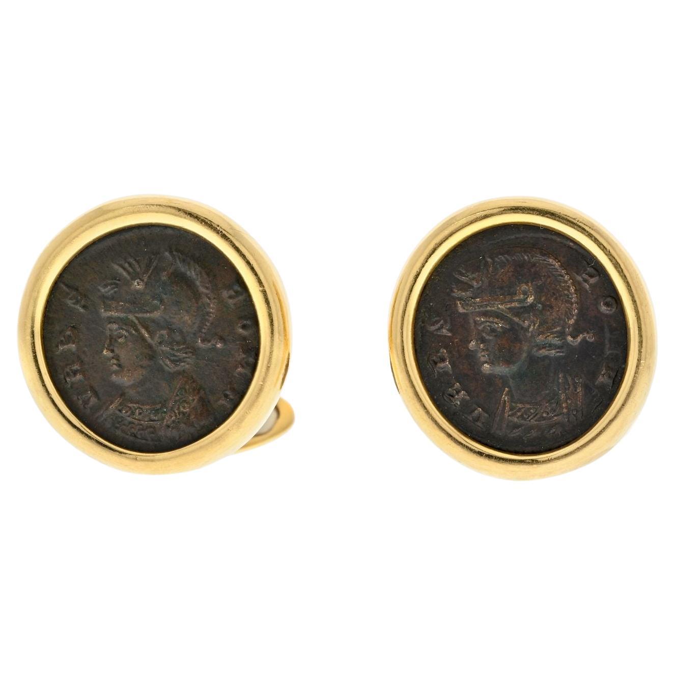 Bvlgari 18k Yellow Gold Coin Cufflinks