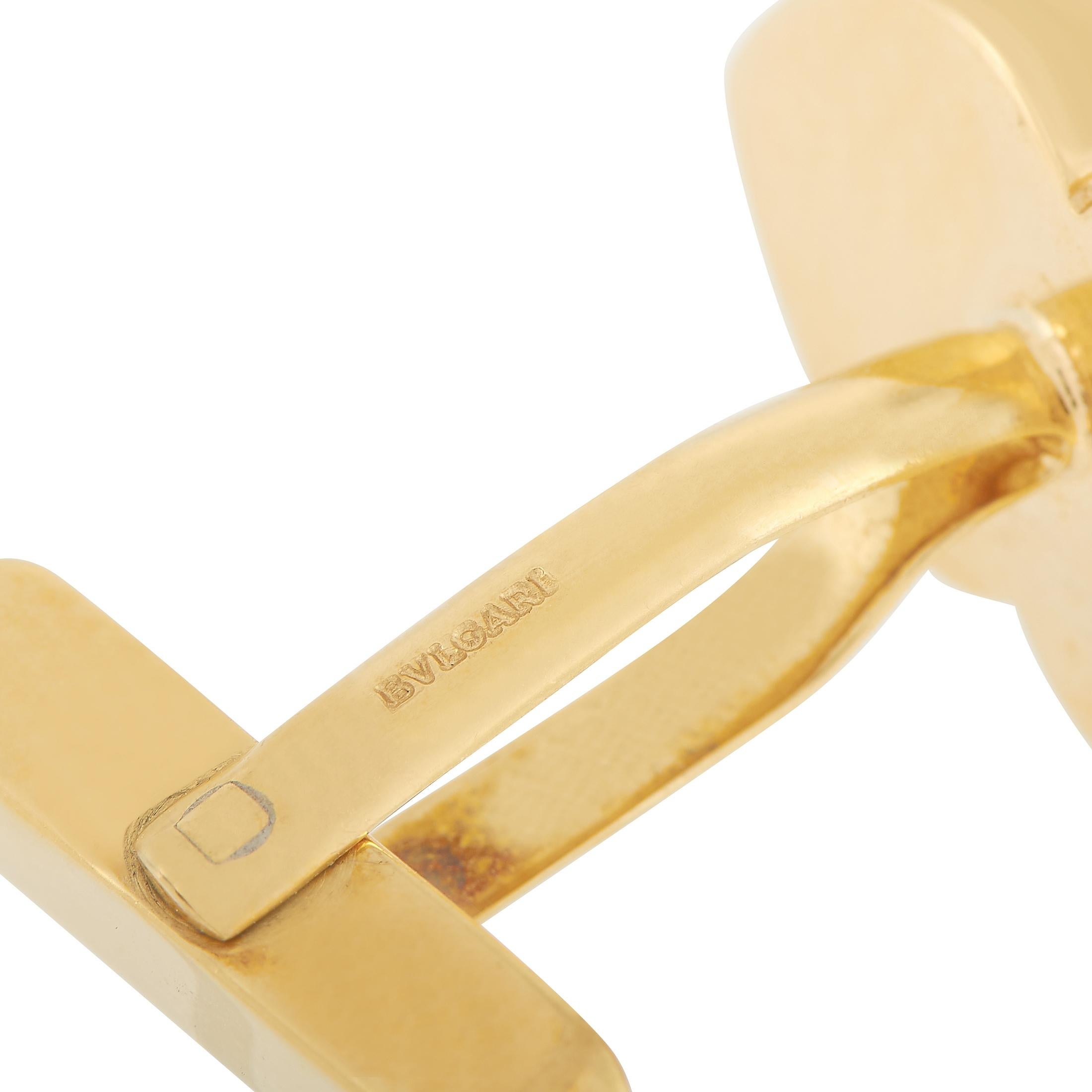 Bvlgari 18k Yellow Gold Cufflinks In Excellent Condition In Southampton, PA