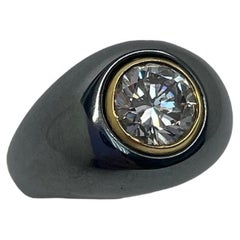 Antique Bvlgari, 18K Yellow Gold, Diamond and Hematite Ring