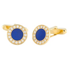 Gemelos Bvlgari de oro amarillo de 18 quilates con diamantes y lapislázuli BV13-052026
