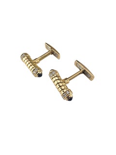 Gemelos Bvlgari de oro amarillo de 18 quilates con diamantes y zafiros #24723