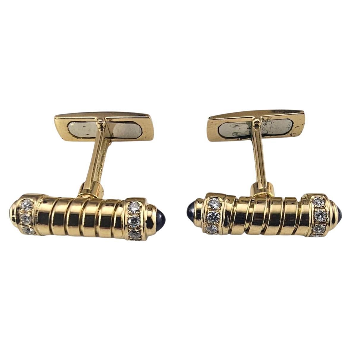 Bvlgari 18K Yellow Gold Diamond and Sapphire Cufflinks #24723