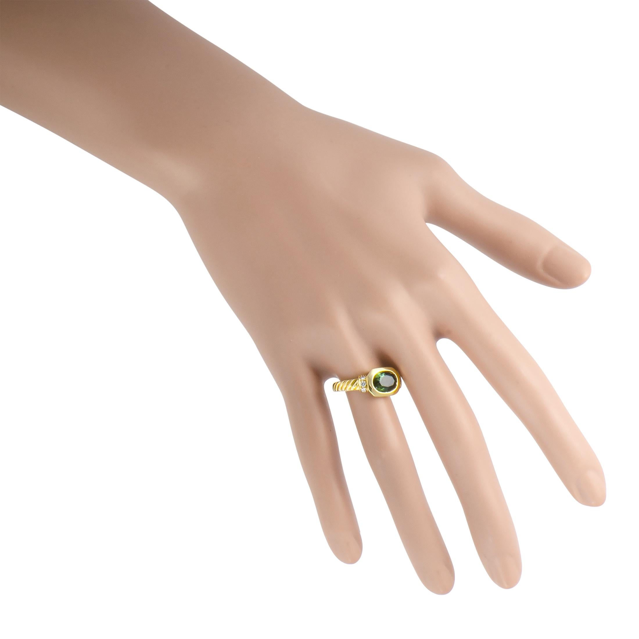 Women's Bvlgari 18 Karat Yellow Gold Diamond and Tourmaline Ring