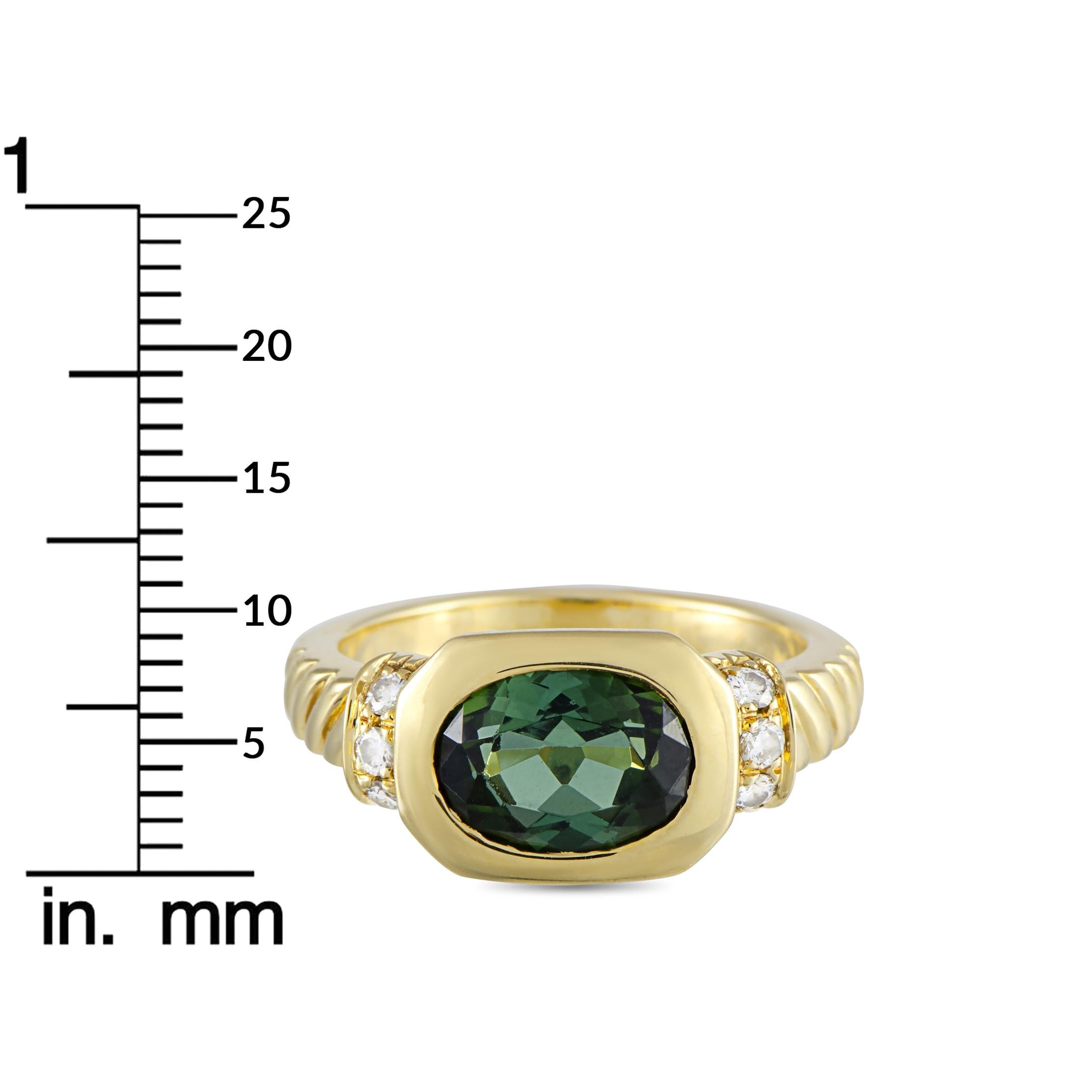 Bvlgari 18 Karat Yellow Gold Diamond and Tourmaline Ring 2