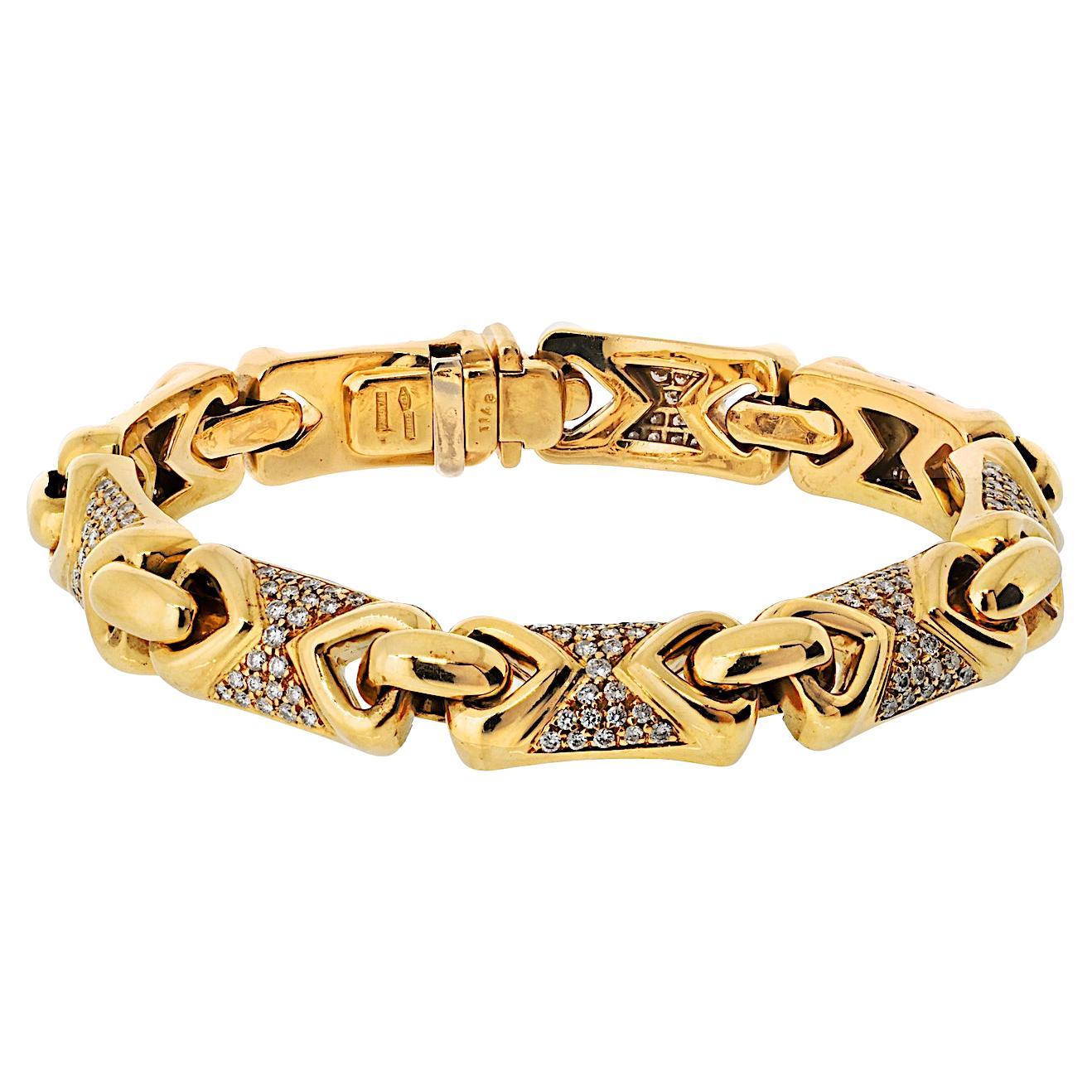 Bvlgari 18K Yellow Gold Diamond Yellow Gold Parentesi Bracelet