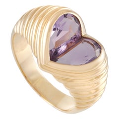 Bvlgari 18k Yellow Gold Doppio Amethyst Heart Ring