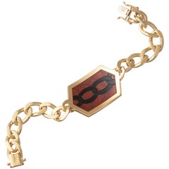 Bvlgari 18k Yellow Gold Hardstone Curb Link 1970's Bracelet