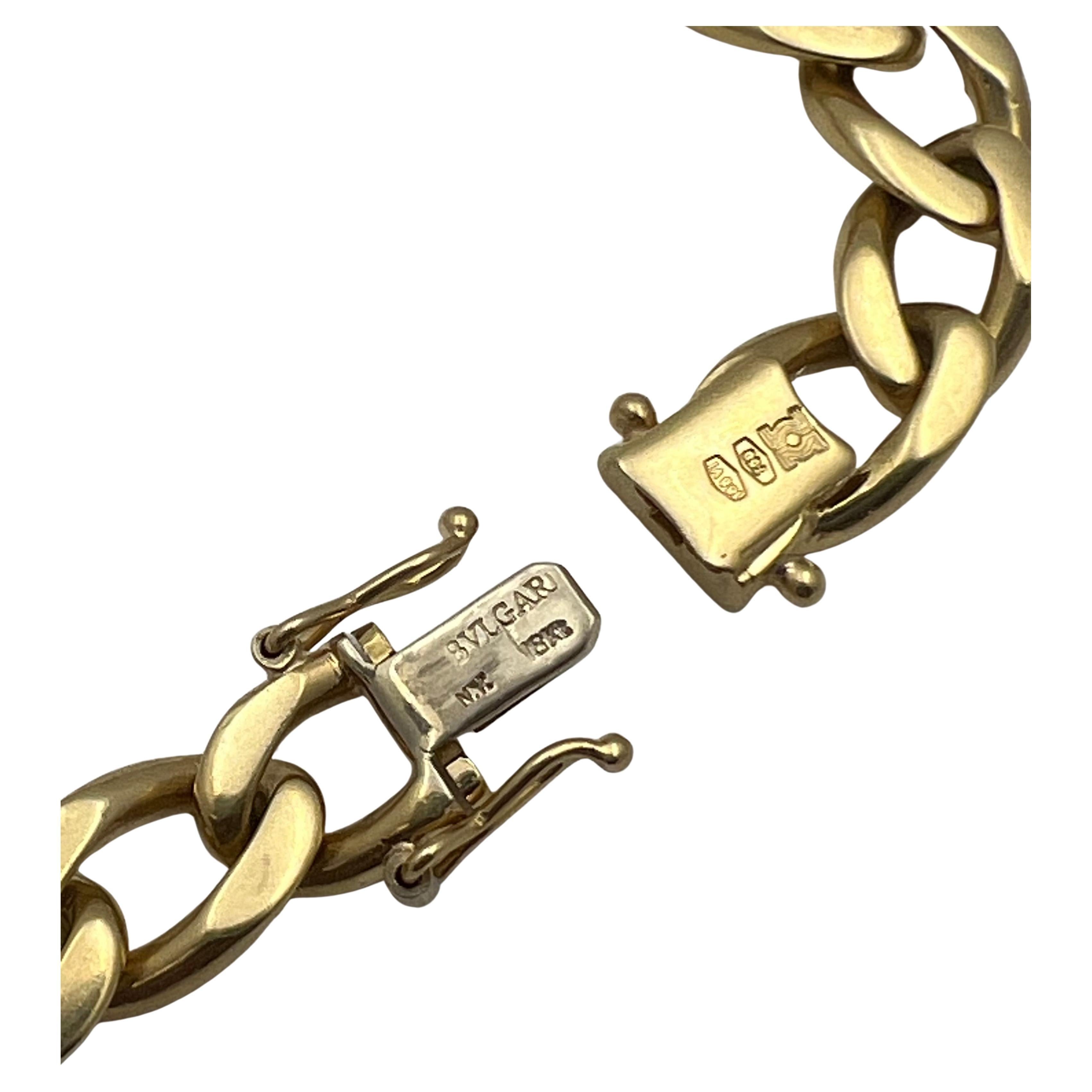 Bvlgari 18k Yellow Gold Hardstone Curb Link 1970's Bracelet For Sale 1