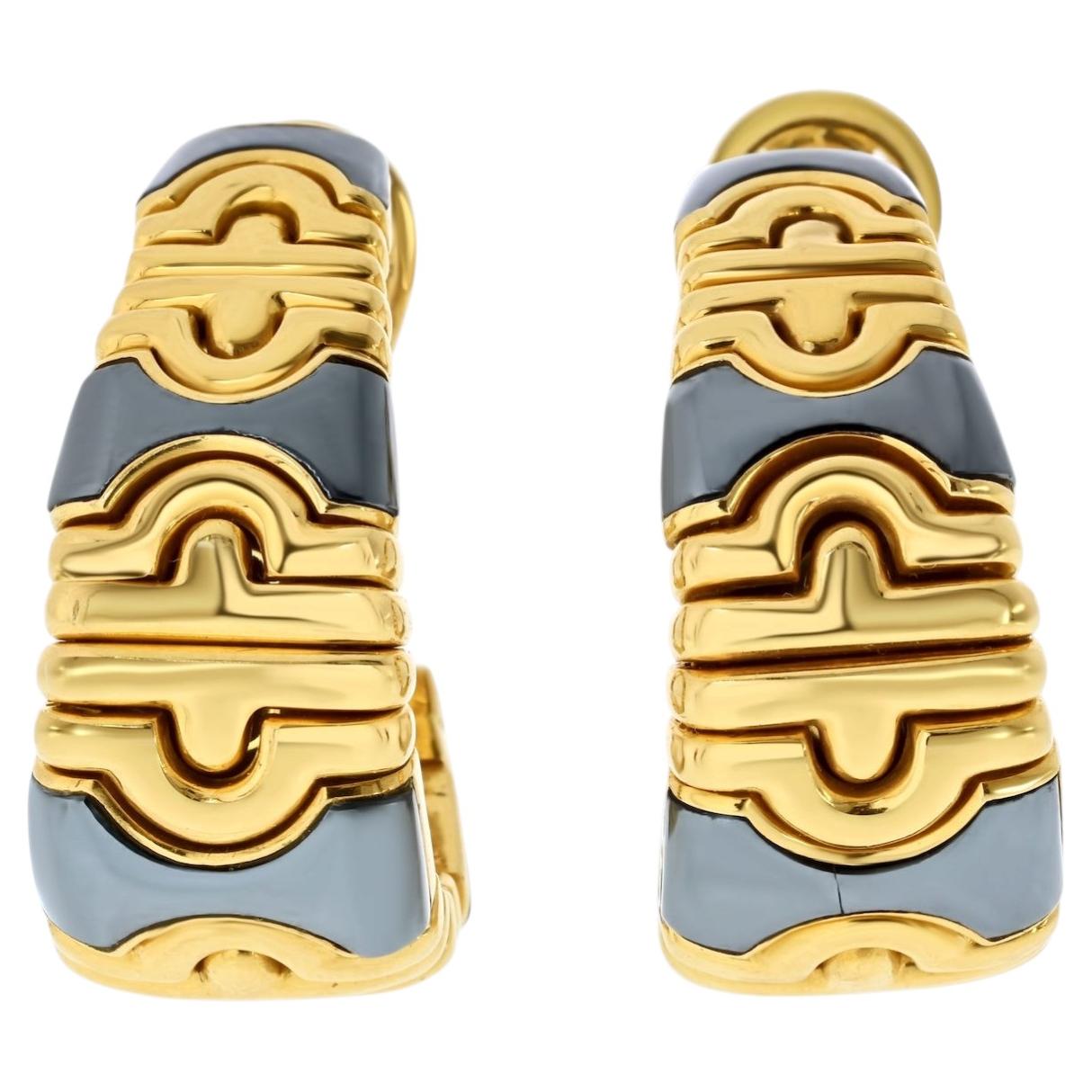 Bvlgari 18K Yellow Gold Hoop Earrings
