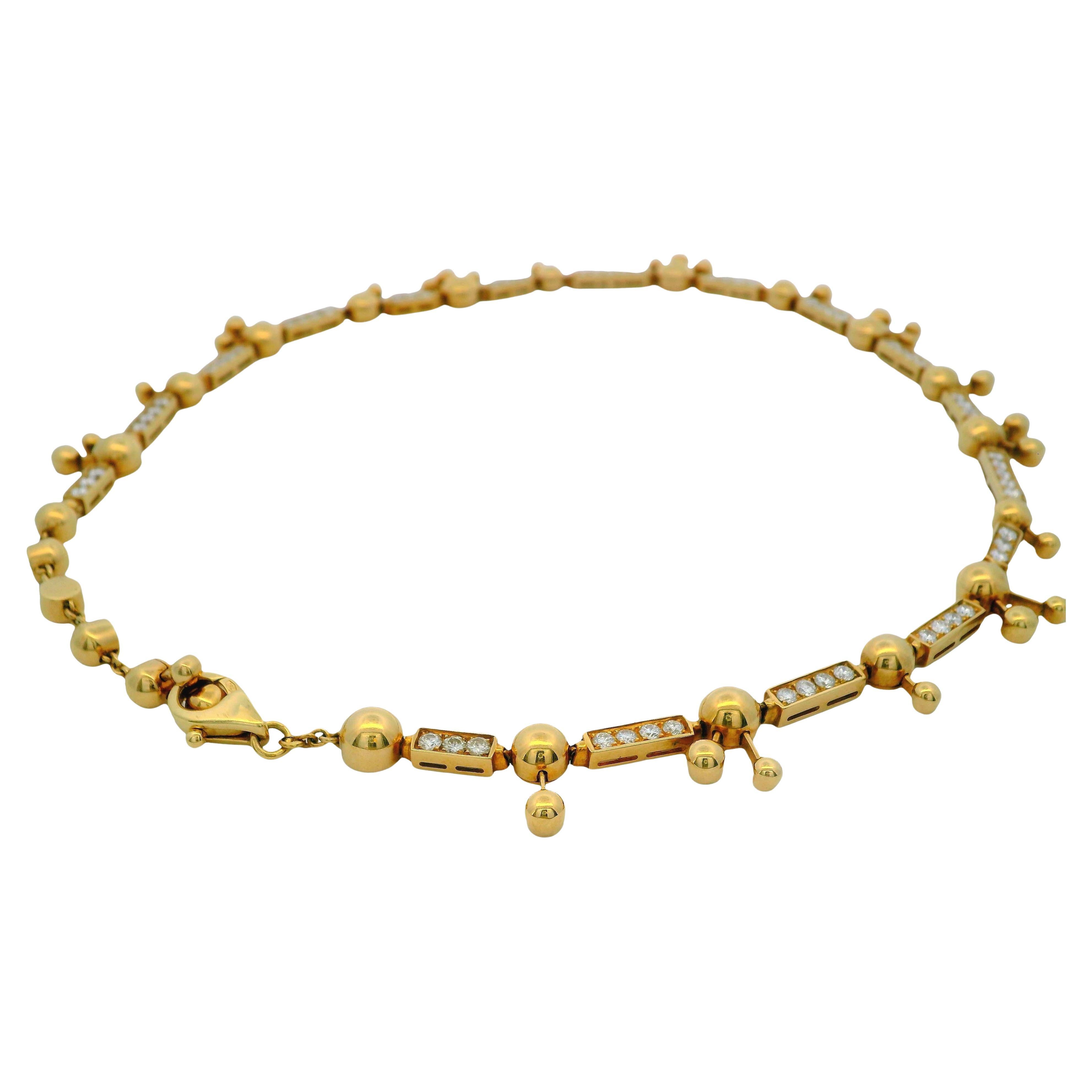 Bvlgari 18K Yellow Gold Lucia Diamond Necklace in vendita