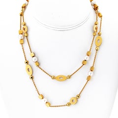 Bvlgari 18K Yellow Gold Lycea Pearl Chain 33 Inches Long Necklace