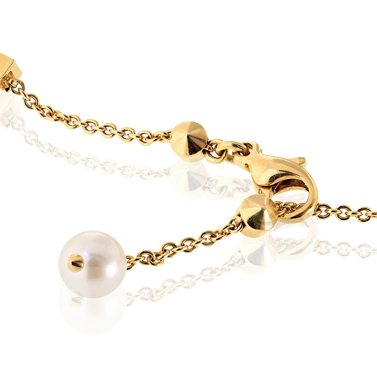 Bvlgari, collier long de 33 pouces en or jaune 18 carats avec chaîne en perles de lycée Pour femmes en vente